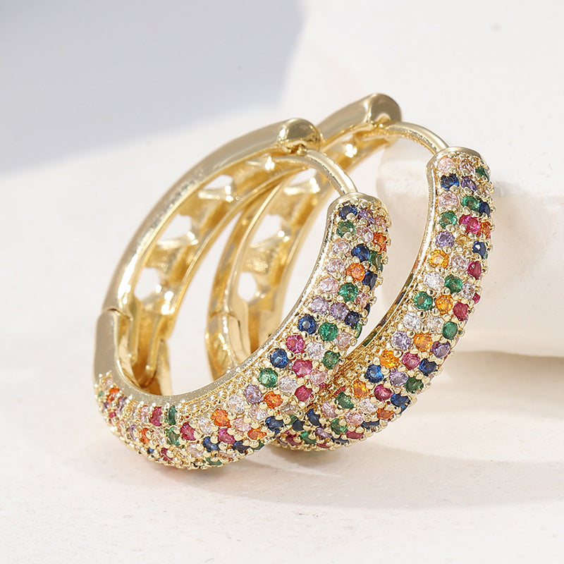 Vintage Turquoise Beaded Hoop Earrings Gold Tone Brass Women Boho Daily Party Fashion Jewelry Elegant