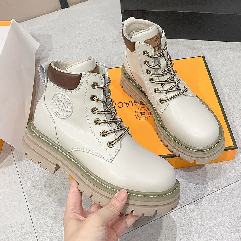 Women Genuine Leather Martin Boots Platform Ankle Booties - Image 3