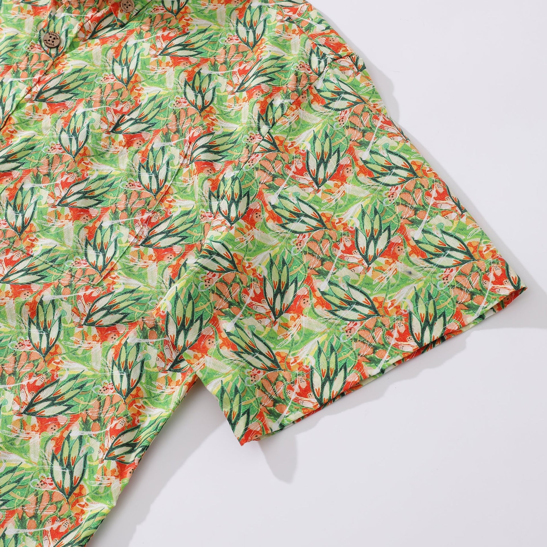 Men's Seaweed Print Hawaiian Shirt Cotton Short Sleeve Aloha