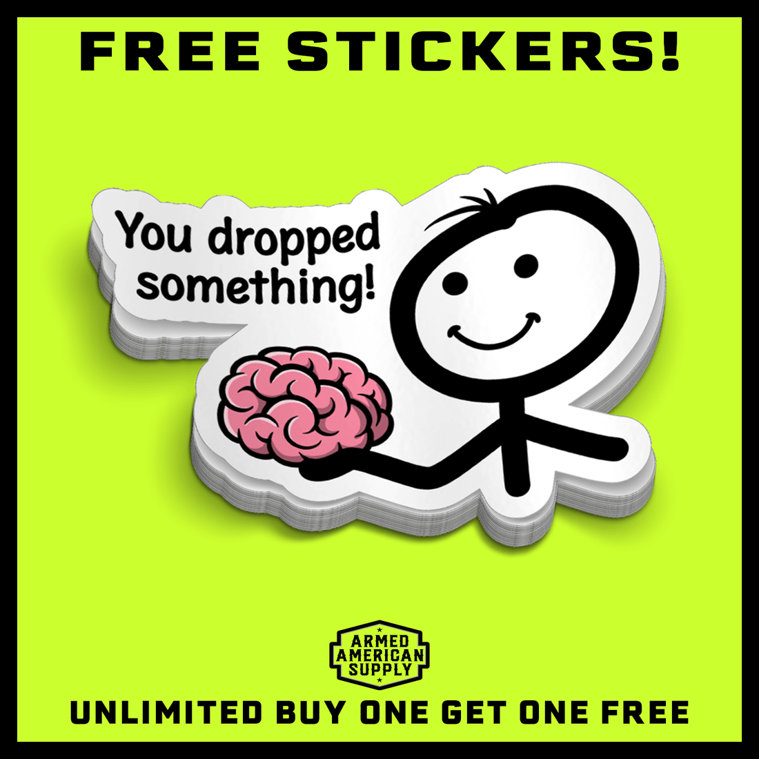 You Dropped Something Funny Brain Stickman Hard Hat Decal - Image 2