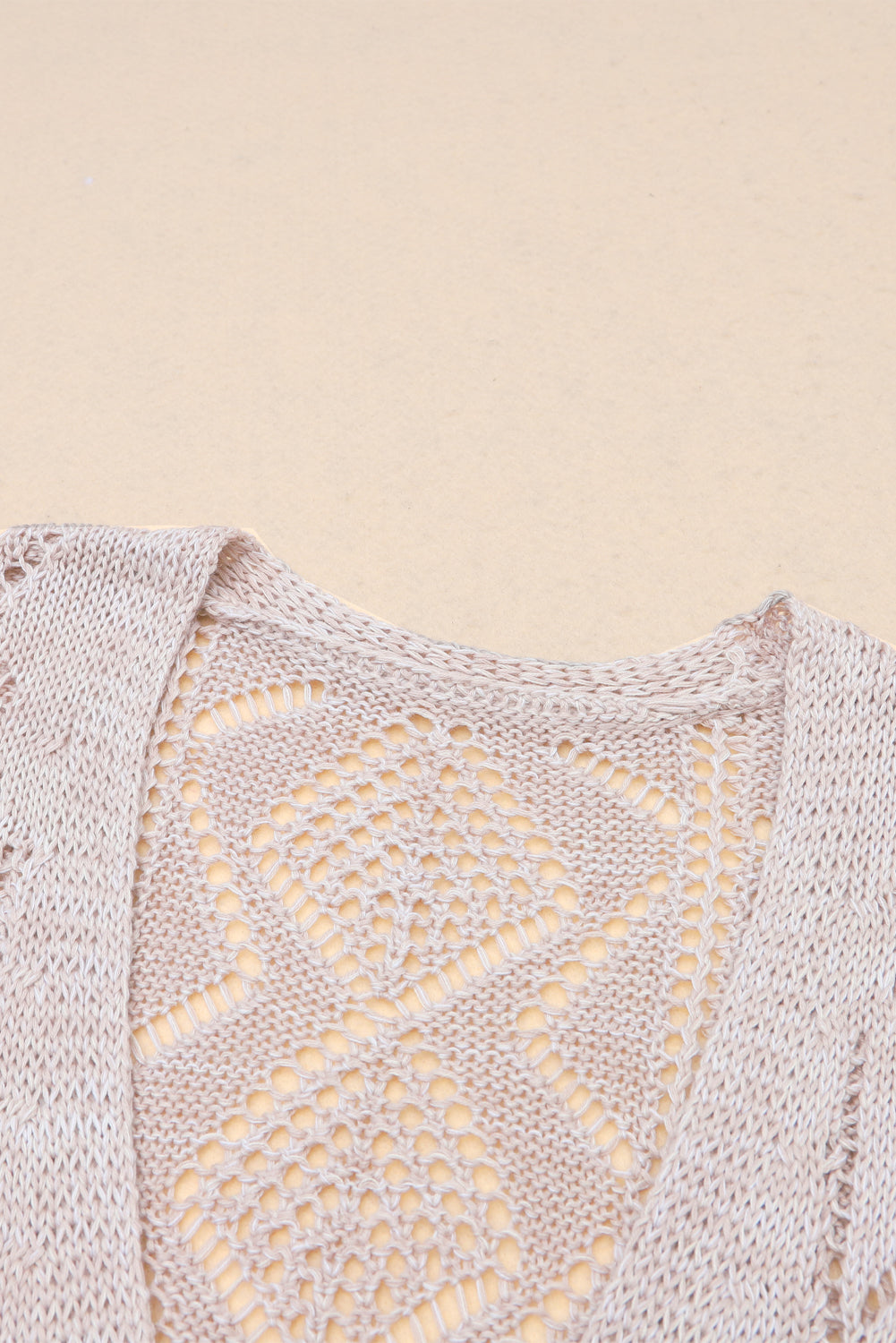 Solid Openwork Knit Button-Up Cardigan