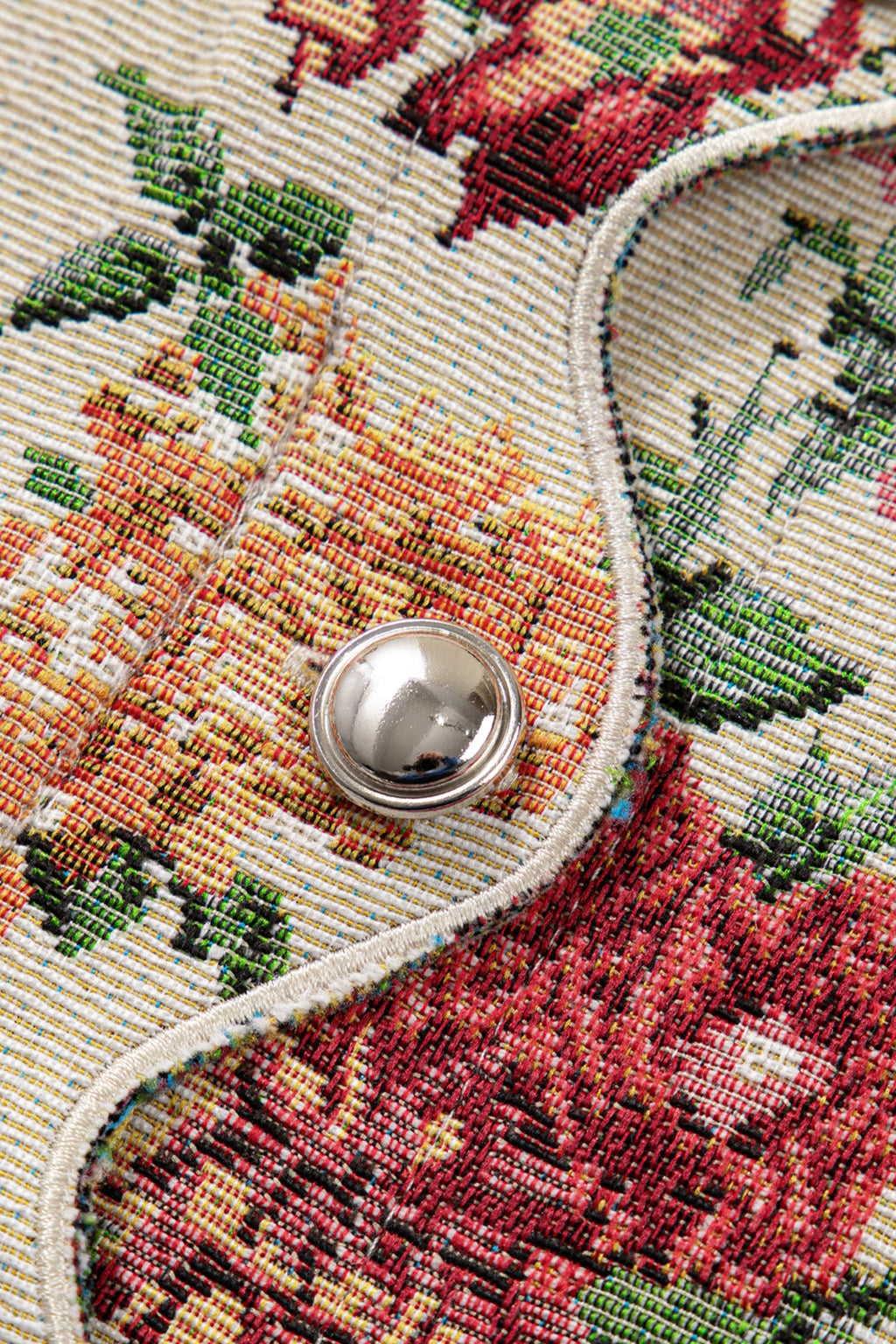 Button Front Scallop Mini Jacquard Floral Skirt