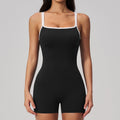 Women's Square Collar Backless Shorts Jumpsuit Sport Fashion