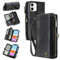 for iPhone 13 Wallet Case(Holds Lipstick, Headphones, etc.),2-in-1 Multi-Functional Portable Magnetic Faux Leather Phone Case with RFID Blocking,Shoulder Strap and Wrist Strap(Blue)