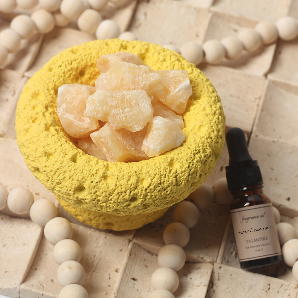 Yellow Moon Stone Diffuser Set with Sweet Osmanthus Fragrance Oil - Image 5