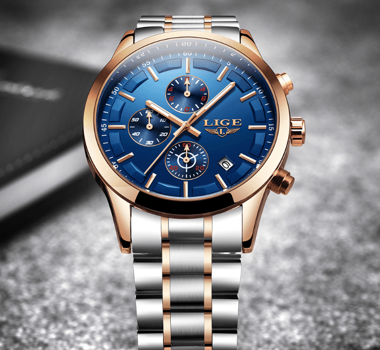Men's Waterproof Chronograph Watch with Date Display & Luxury Dial