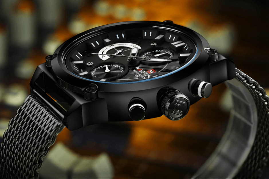 Men's Analog Quartz Wrist Watch with Stainless Steel Mesh Band