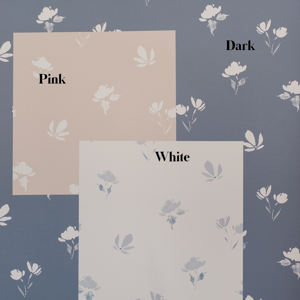 Imogen Floral Removable Wallpaper in Blue, Pink, and White