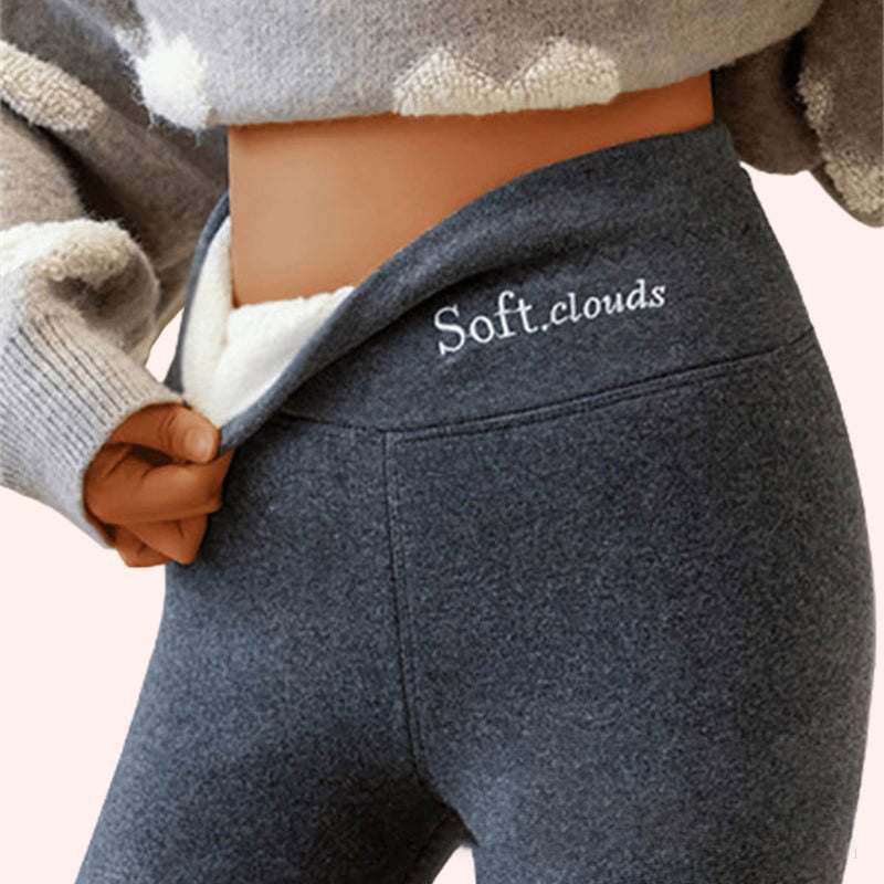Women High-Waist Fleece-Lined Shark Leggings Sculpting Winter Pants - Image 9