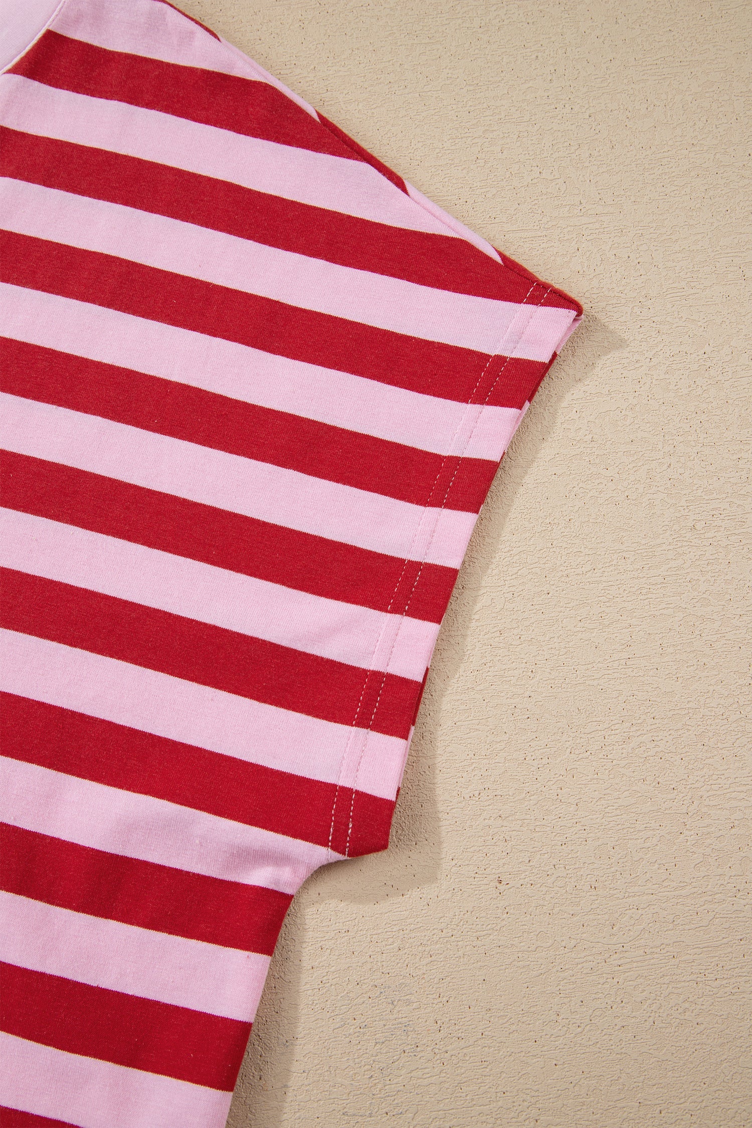 Stripe Split V-Neck Casual T-Shirt