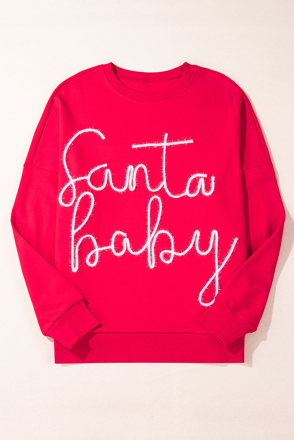 Women's Red Santa Baby Graphic Sweatshirt Festive Holiday Top - Image 7