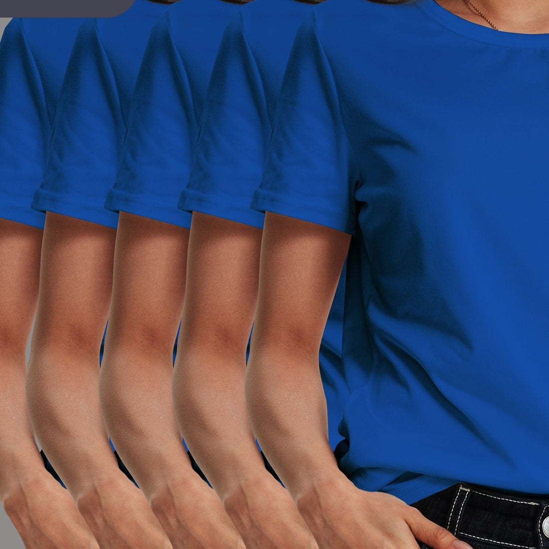 Womens 5 Pack Soft Stretch Casual Round Neck T-Shirts - Image 14