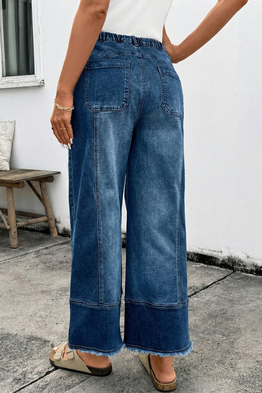 Aleah High Waisted Wide Leg Cropped Denim Pants - Pull-On Fit
