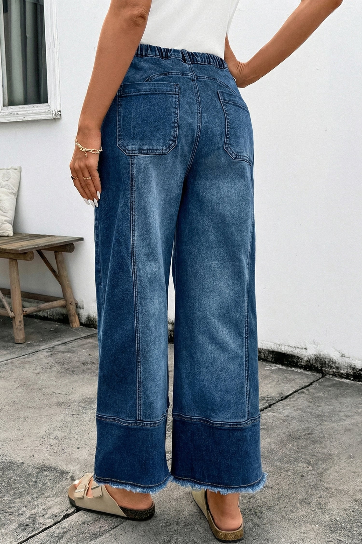 Aleah High Waisted Wide Leg Cropped Denim Pants - Pull-On Fit