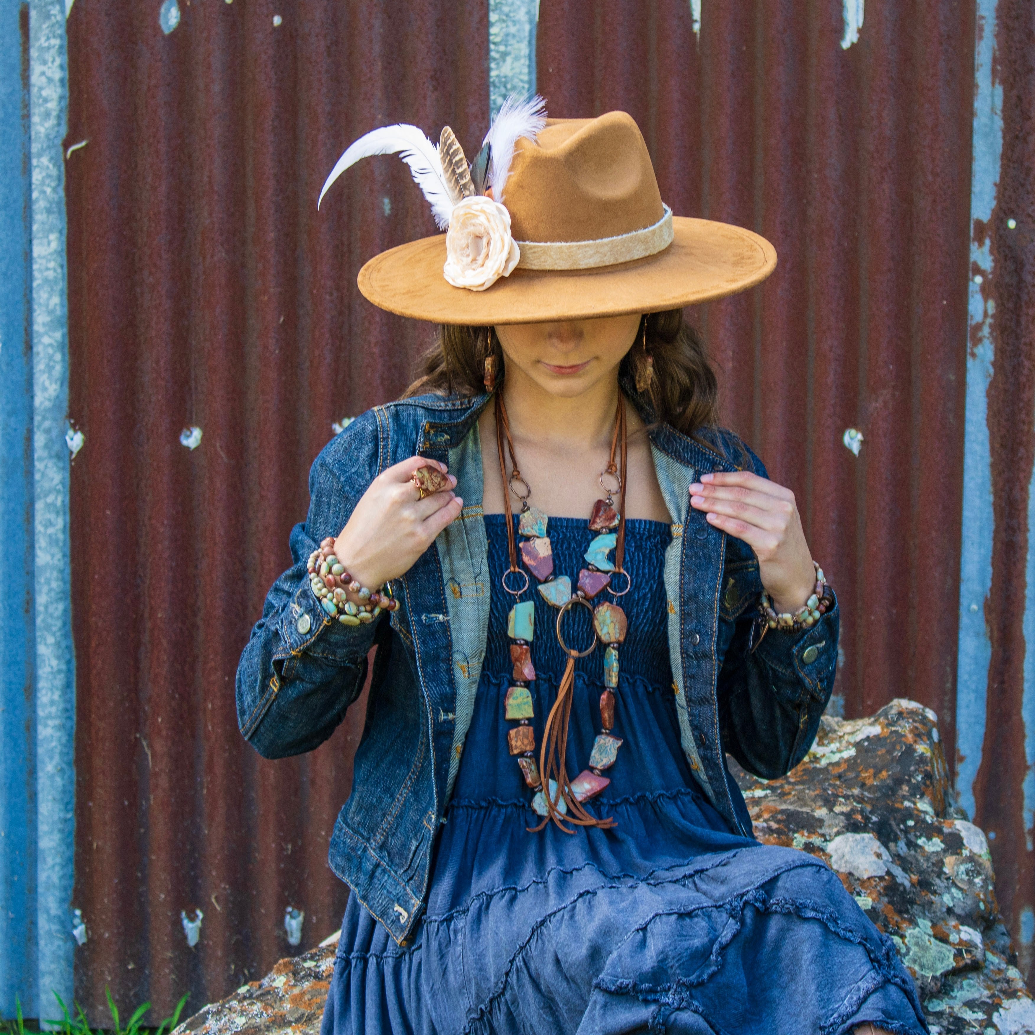 Chunky Aqua Terra Jasper Slab Cocktail Ring
