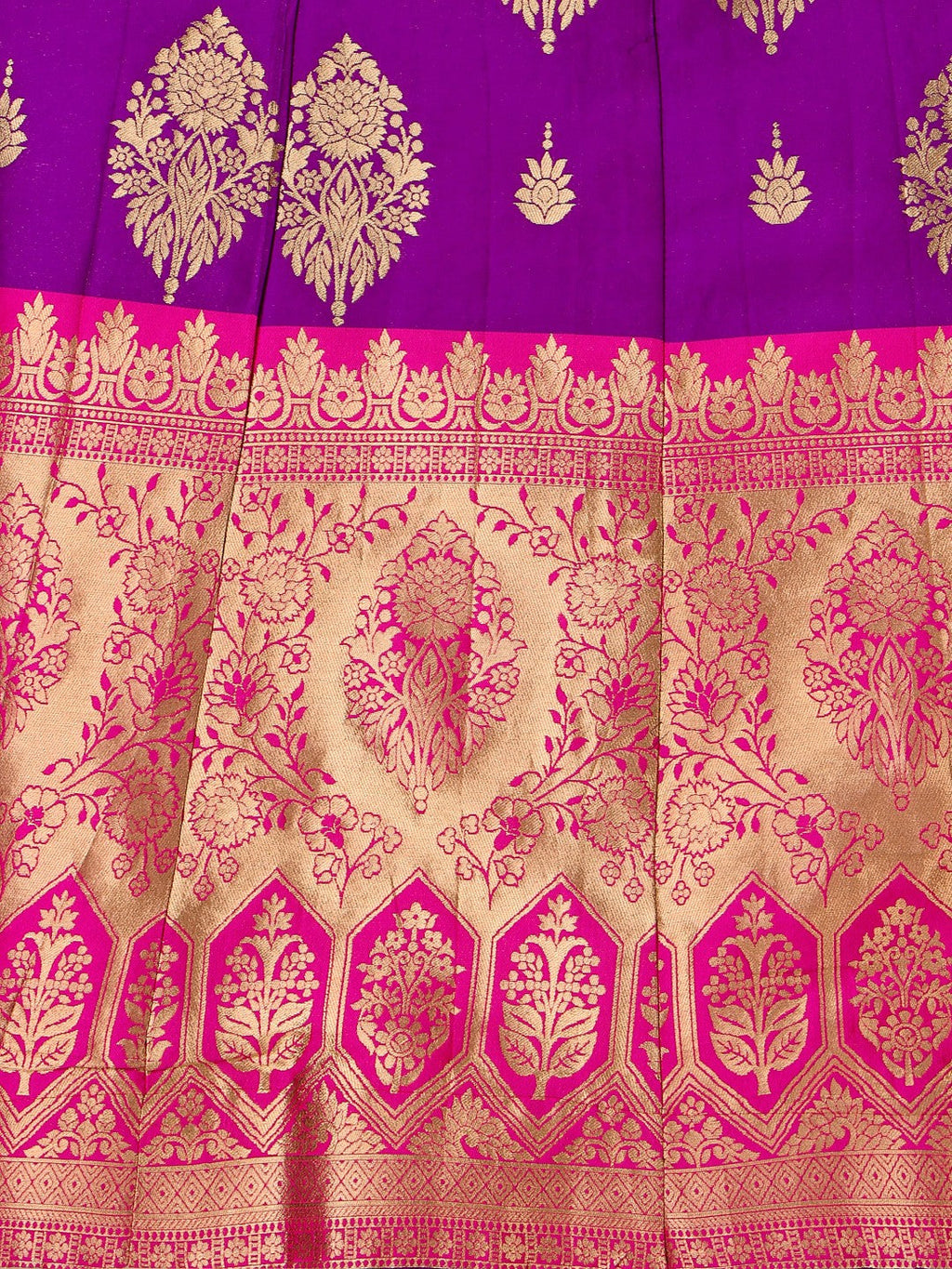 Purple Brocade Jacquard Lehenga Set with Unstitched Blouse