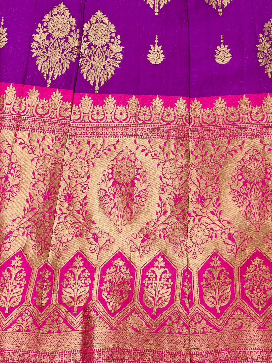 Purple Brocade Jacquard Lehenga Set with Unstitched Blouse