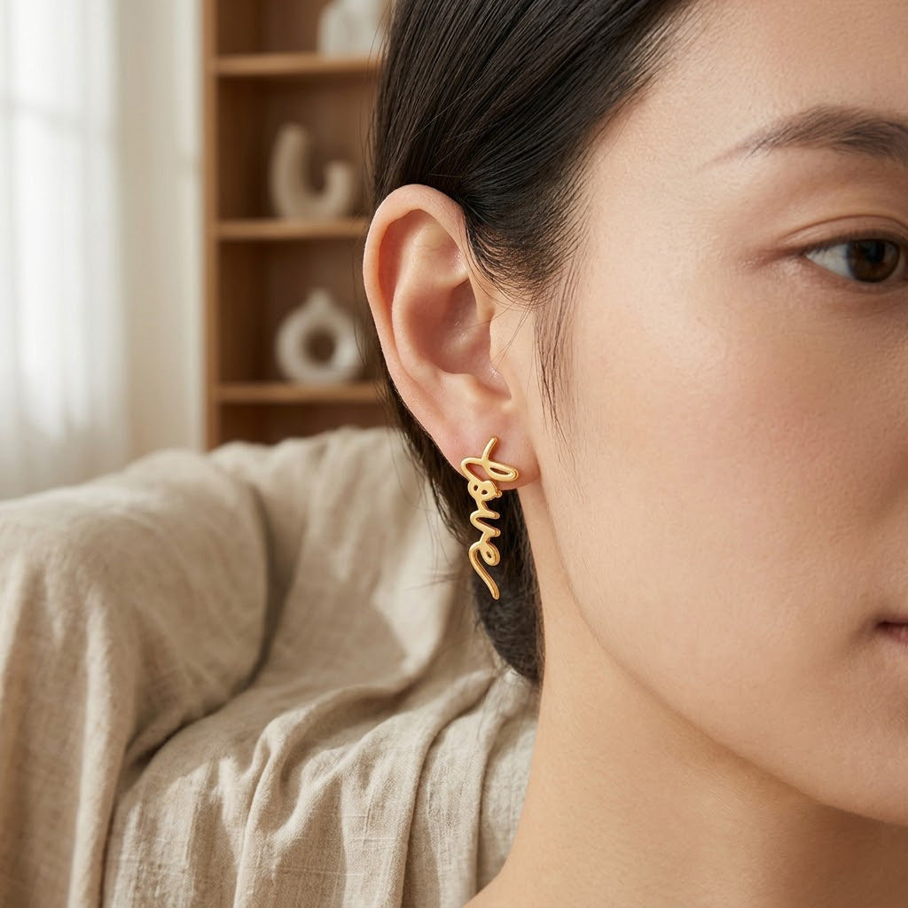 Stainless Steel 18K Gold-plated Vintage Earrings