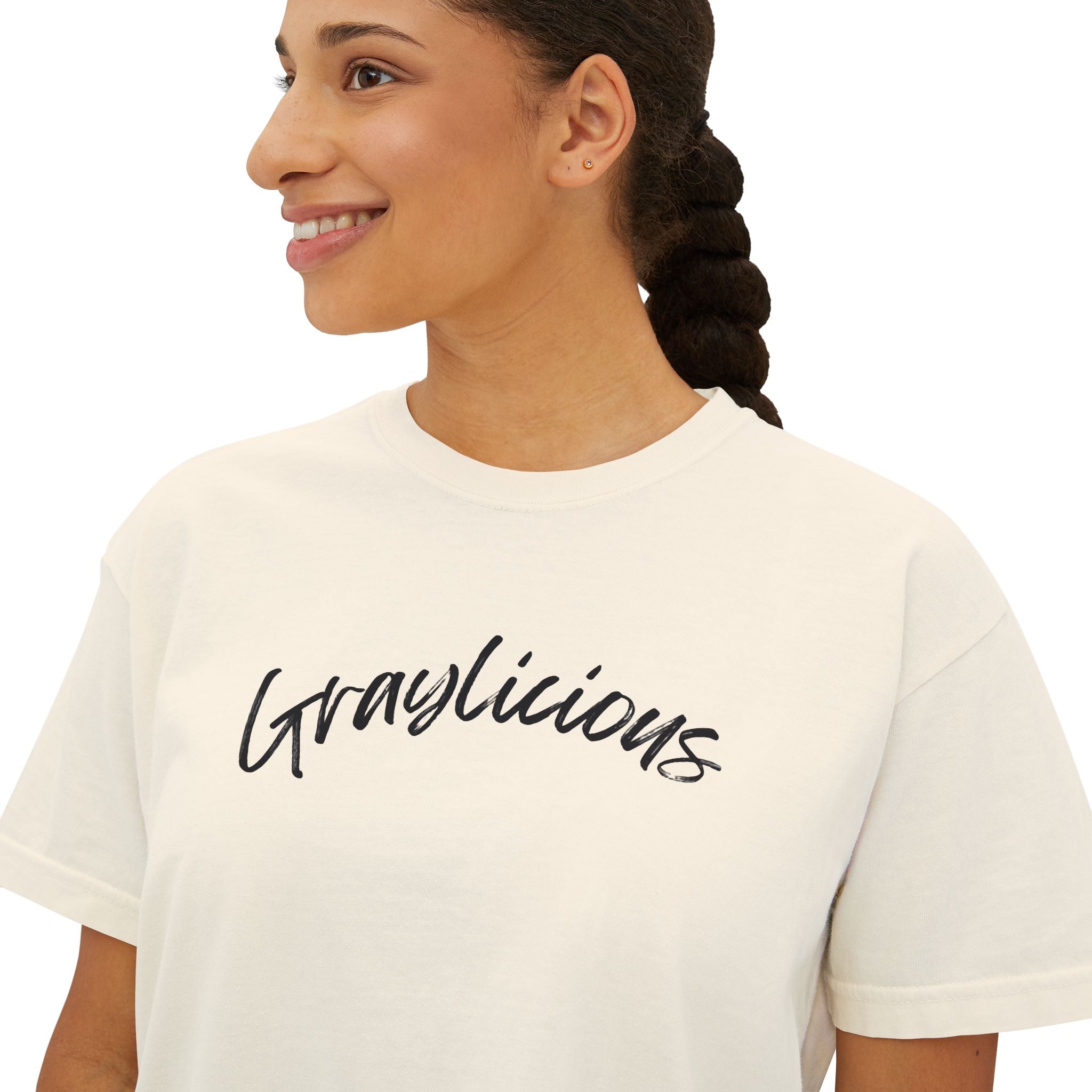 Women's Boxy Cotton Oversized Crewneck Short Sleeve Tee