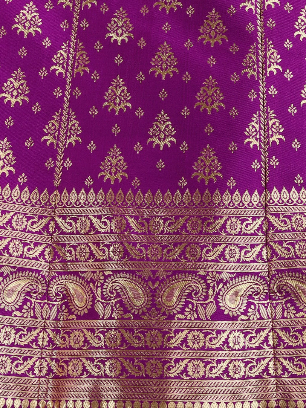 Purple Brocade Lehenga Choli Set with Unstitched Blouse