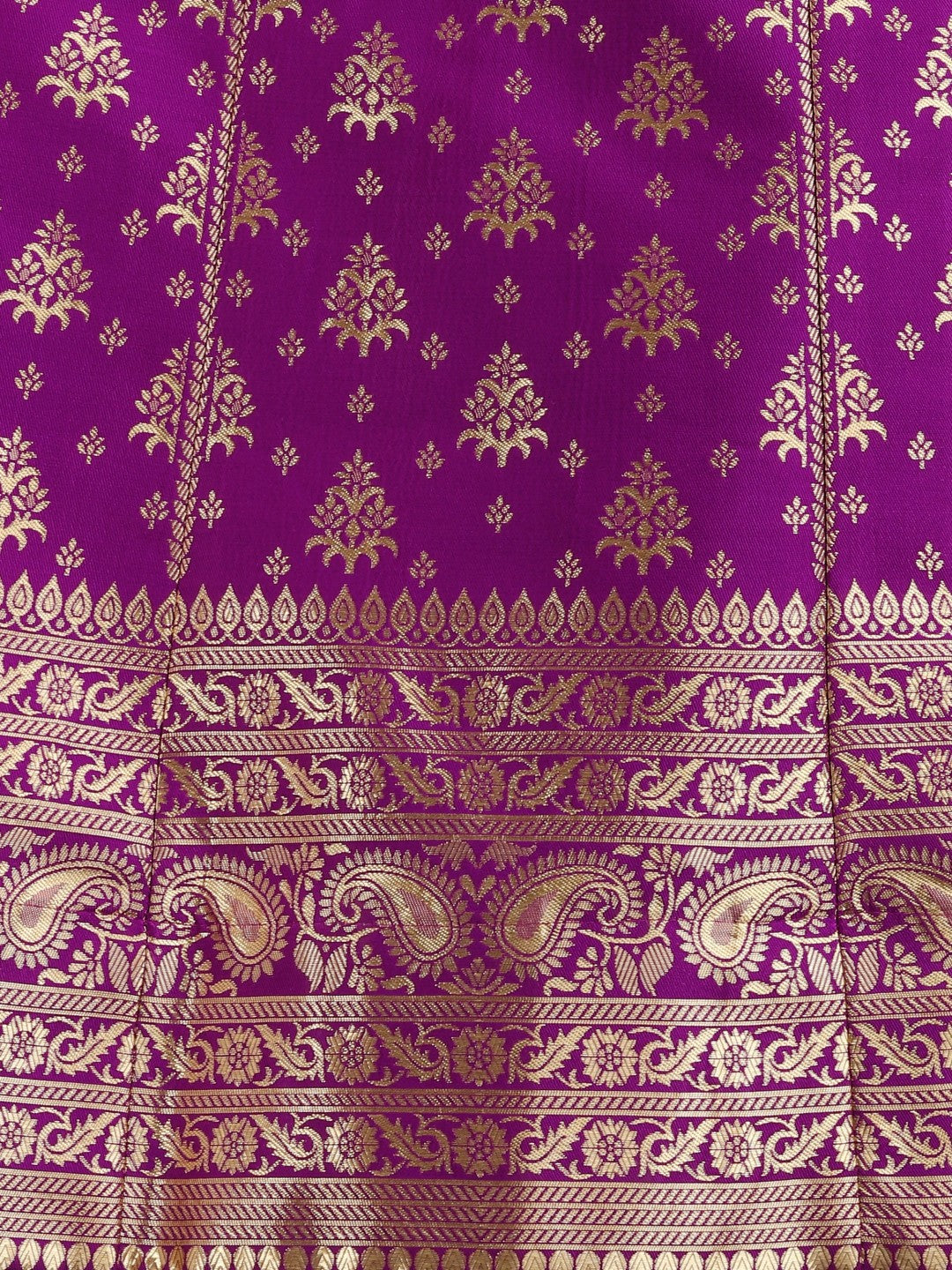 Purple Brocade Lehenga Choli Set with Unstitched Blouse