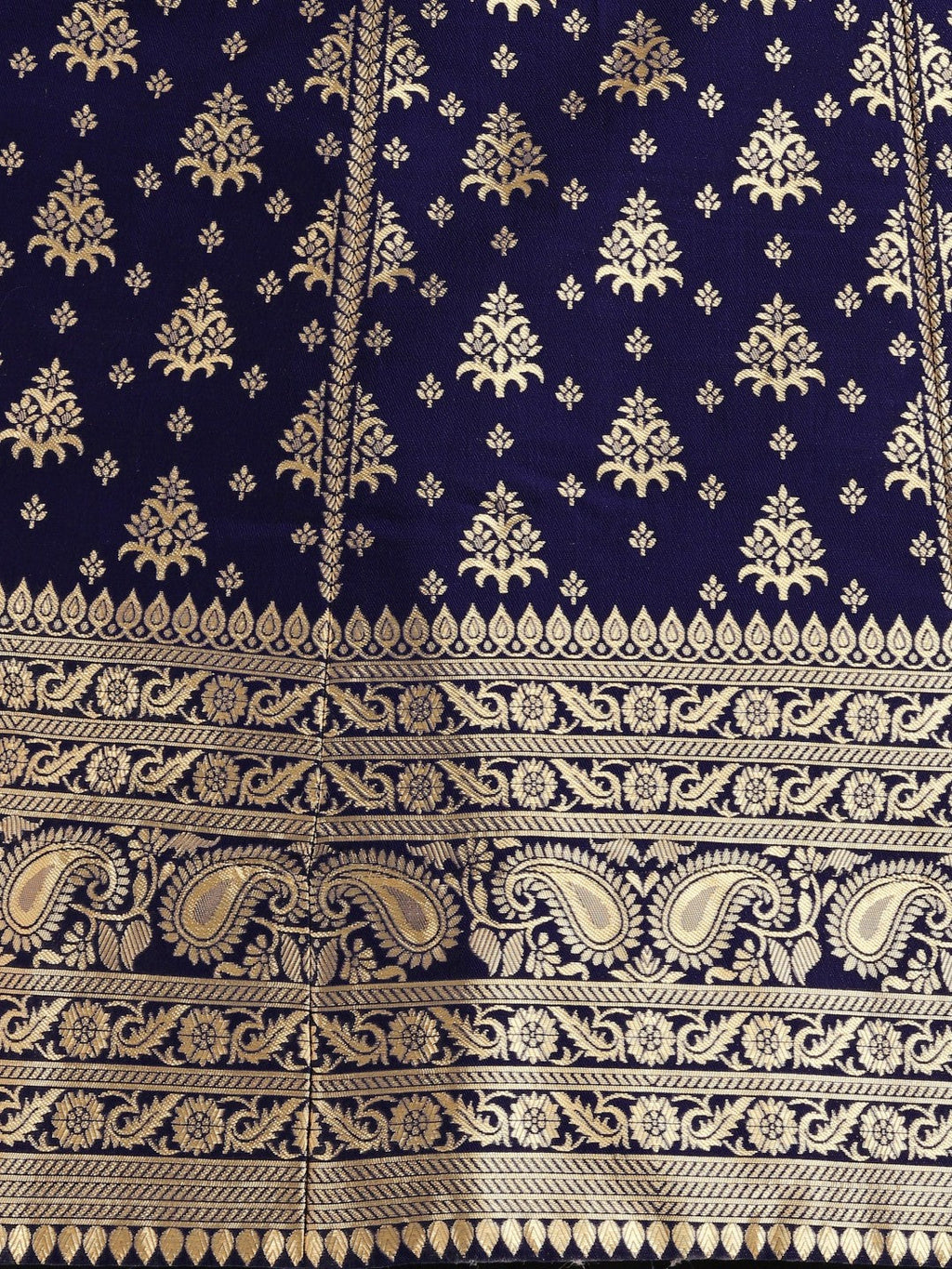 Blue Brocade Jacquard Lehenga Set with Unstitched Blouse