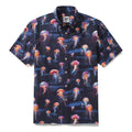 Men's Ocean Hawaiian Short Sleeve Cotton Resort Wear Shirt Jellyfish Print Luminescent Dreams By Amy
