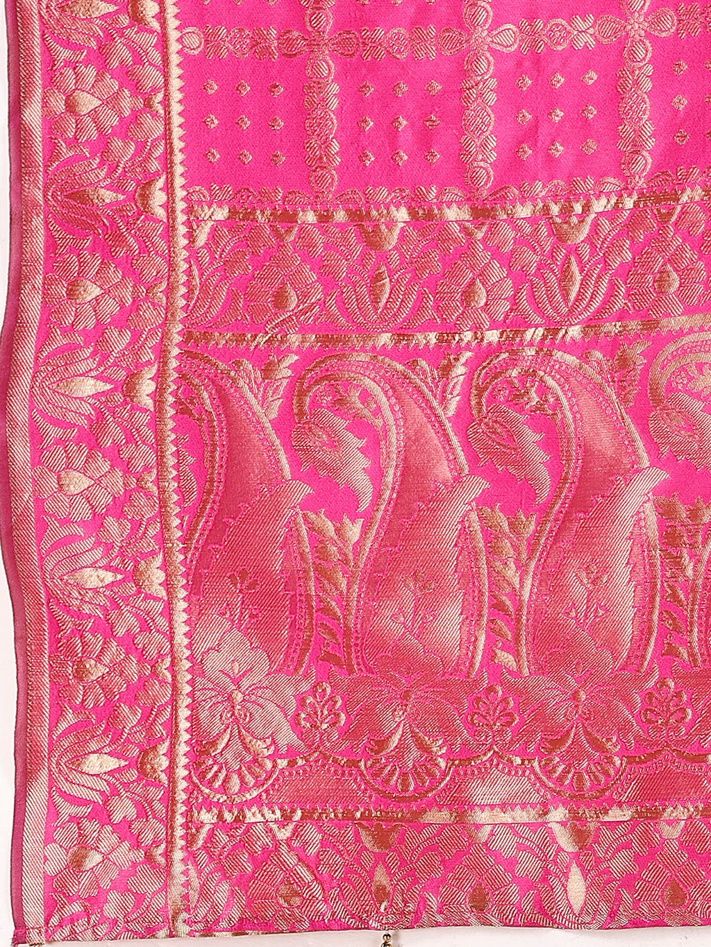 Black & Pink Semi-Stitched Lehenga with Unstitched Blouse