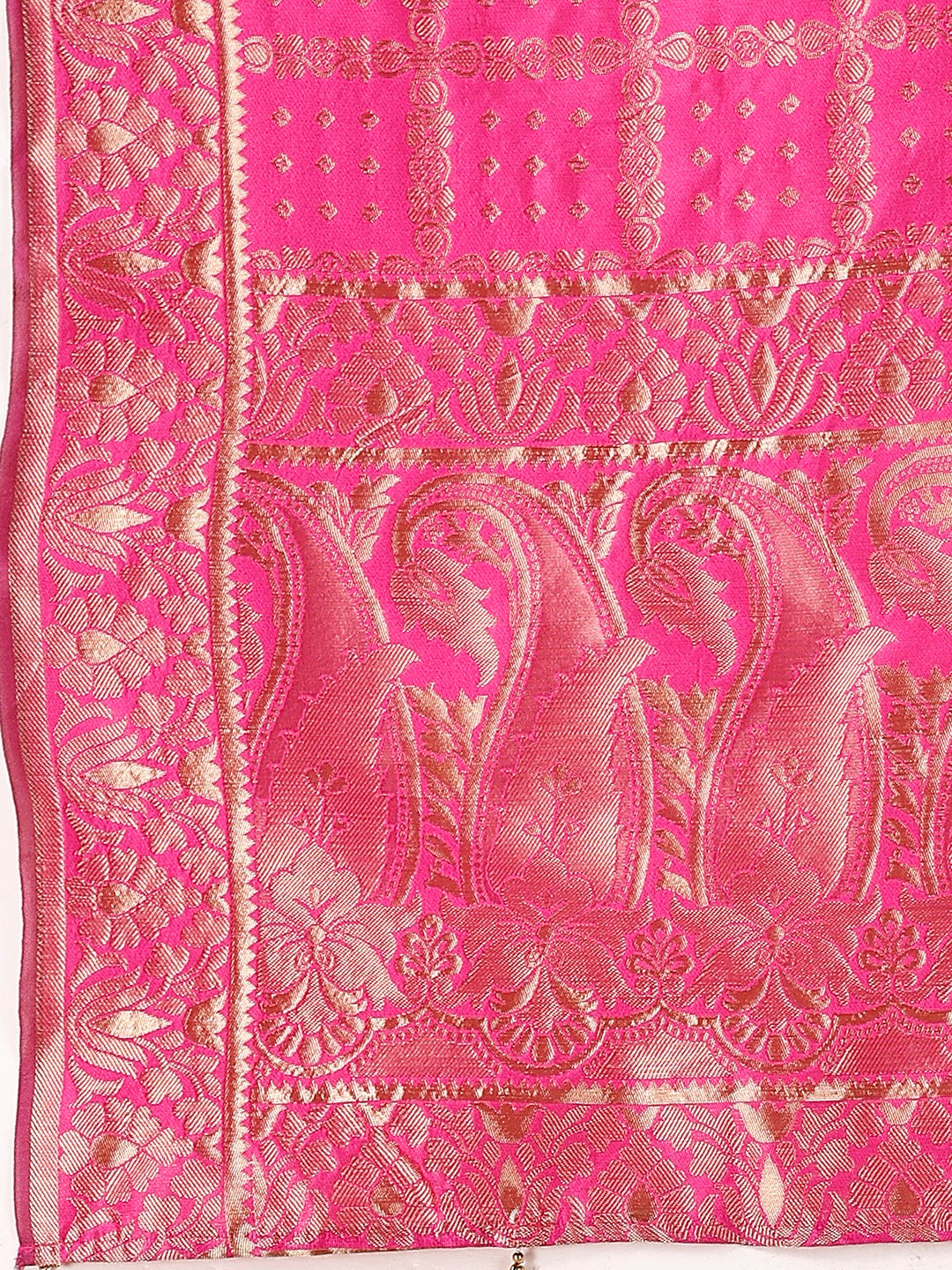 Black & Pink Semi-Stitched Lehenga with Unstitched Blouse