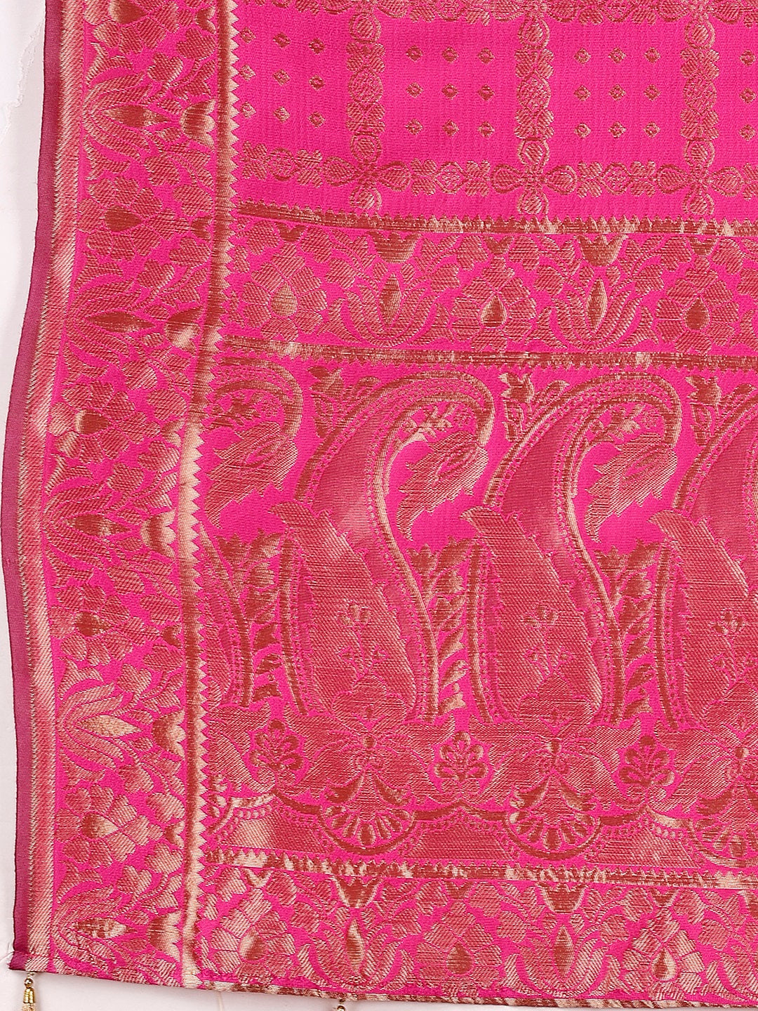 Blue & Pink Semi-Stitched Lehenga Set with Dupatta