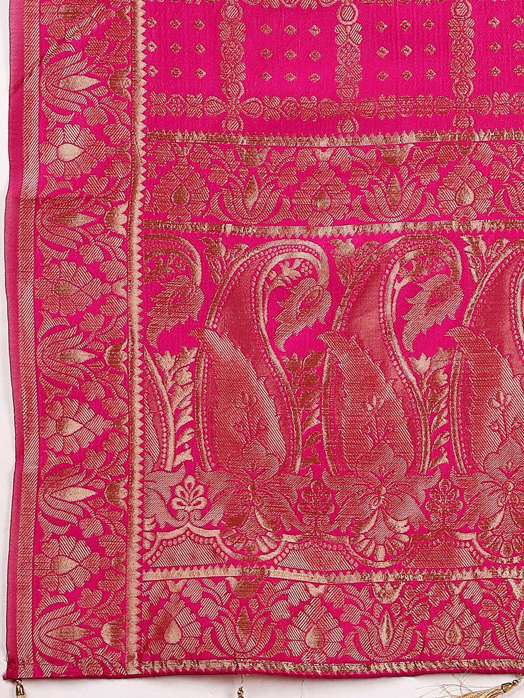 Black and Pink Semi-Stitched Lehenga with Unstitched Blouse