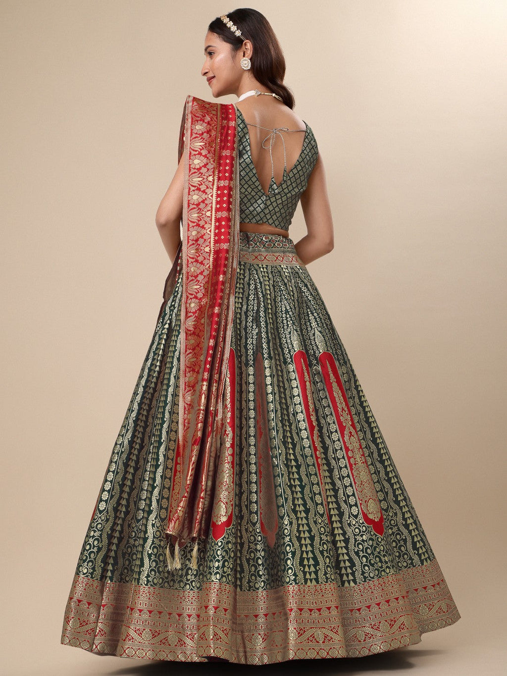 Green Ready to Wear Lehenga with Unstitched Blouse Set