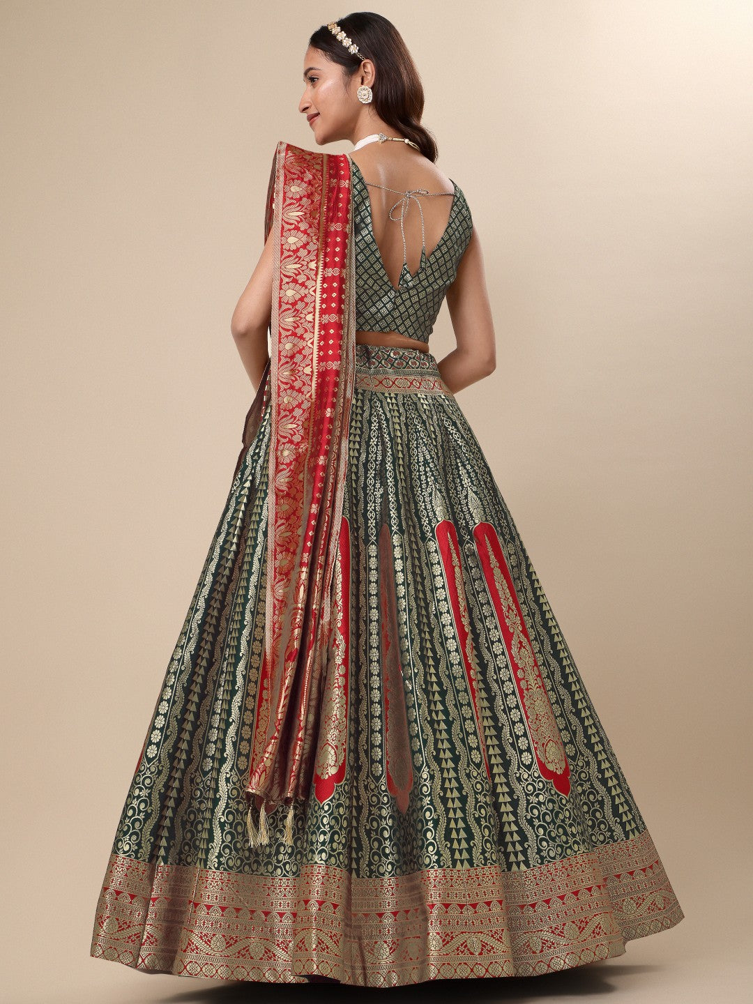 Green Ready to Wear Lehenga with Unstitched Blouse Set