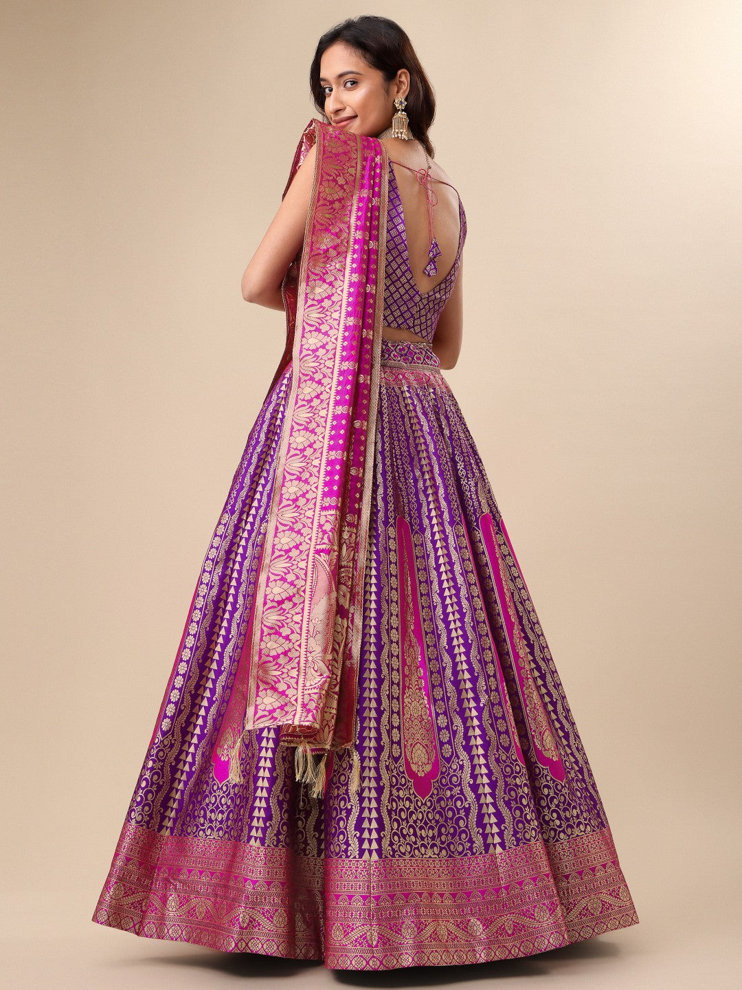 Purple Ready-to-Wear Lehenga with Unstitched Blouse and Dupatta