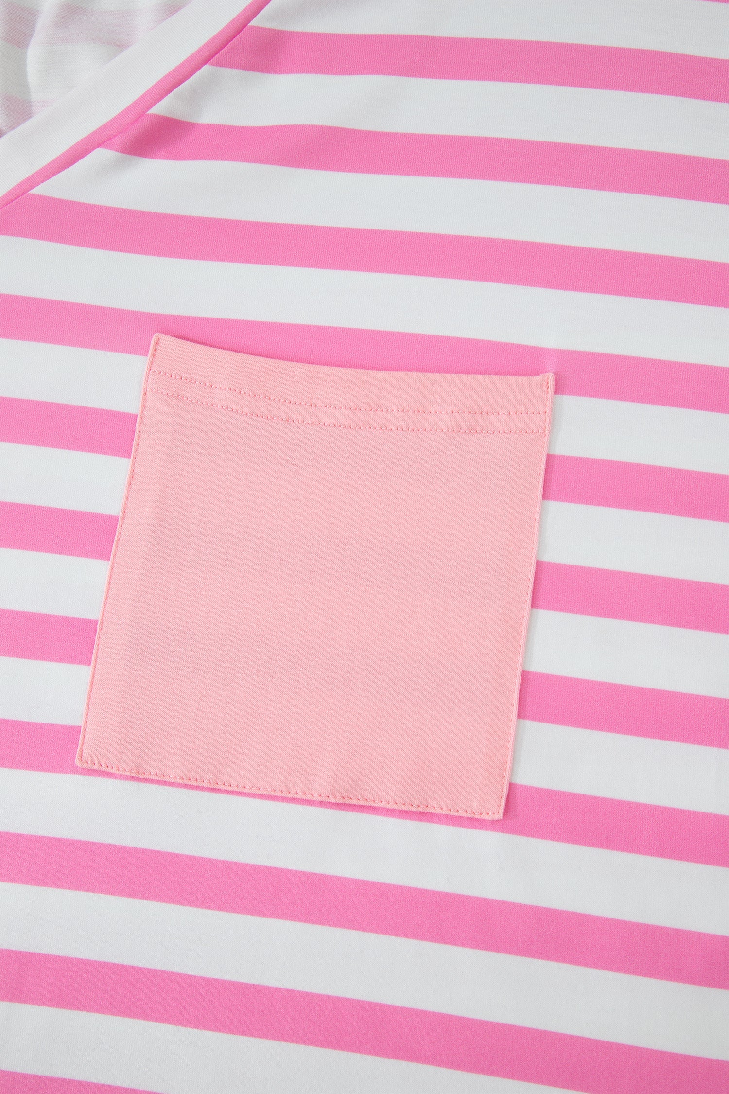 Stripe Colorblock V-Neck Tee with Patched Pocket