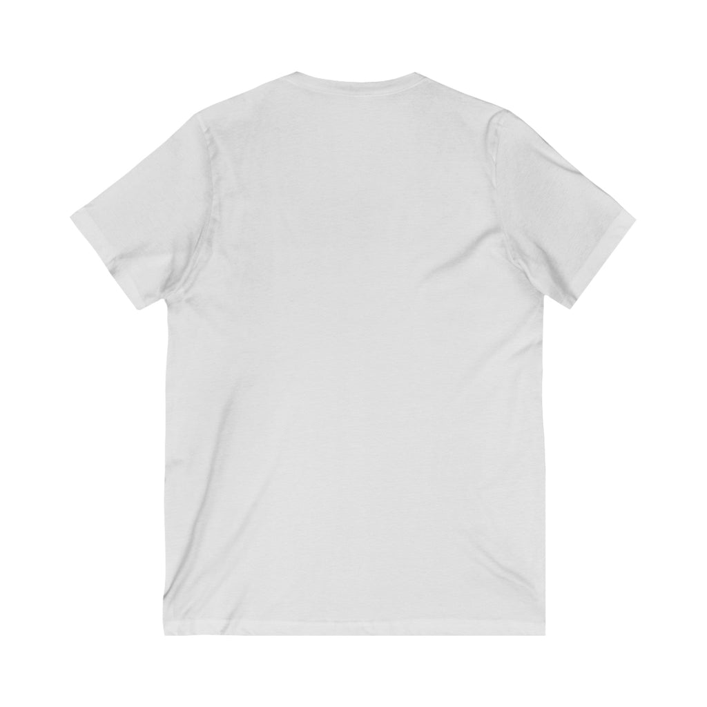 Unisex Short Sleeve V-Neck Jersey Tee with Graphic Word Puns