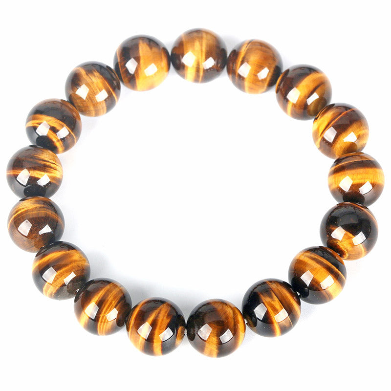 Natural Yellow Tigers Eye Beaded Bracelet Polished Gemstone
