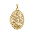 14K Yellow Gold Embossed Oval Locket Pendant – Vintage Solid Gold Photo Locket