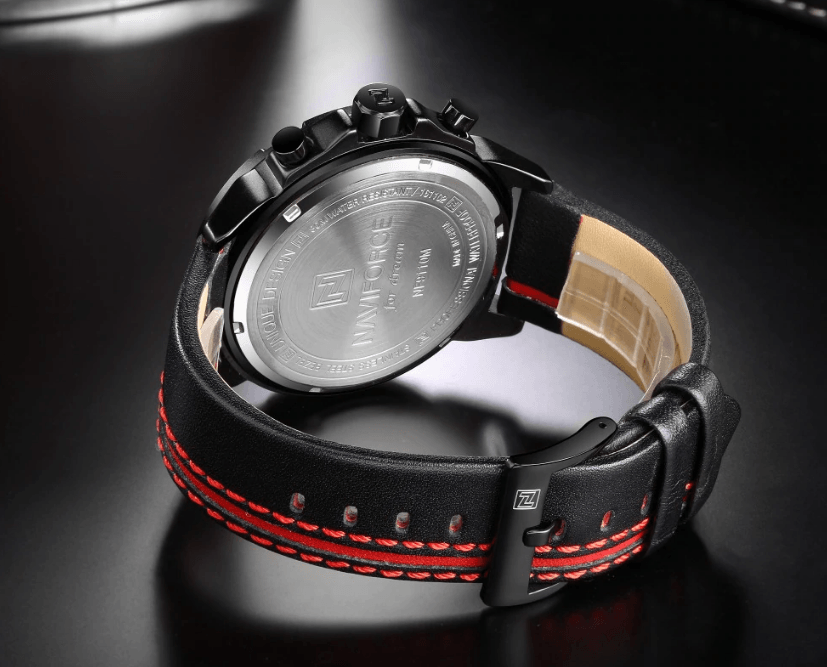 Men's Waterproof Sports Watch with Leather Band & Chronometers