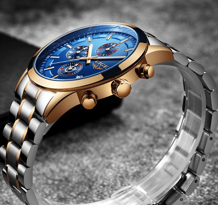 Men's Waterproof Chronograph Watch with Date Display & Luxury Dial