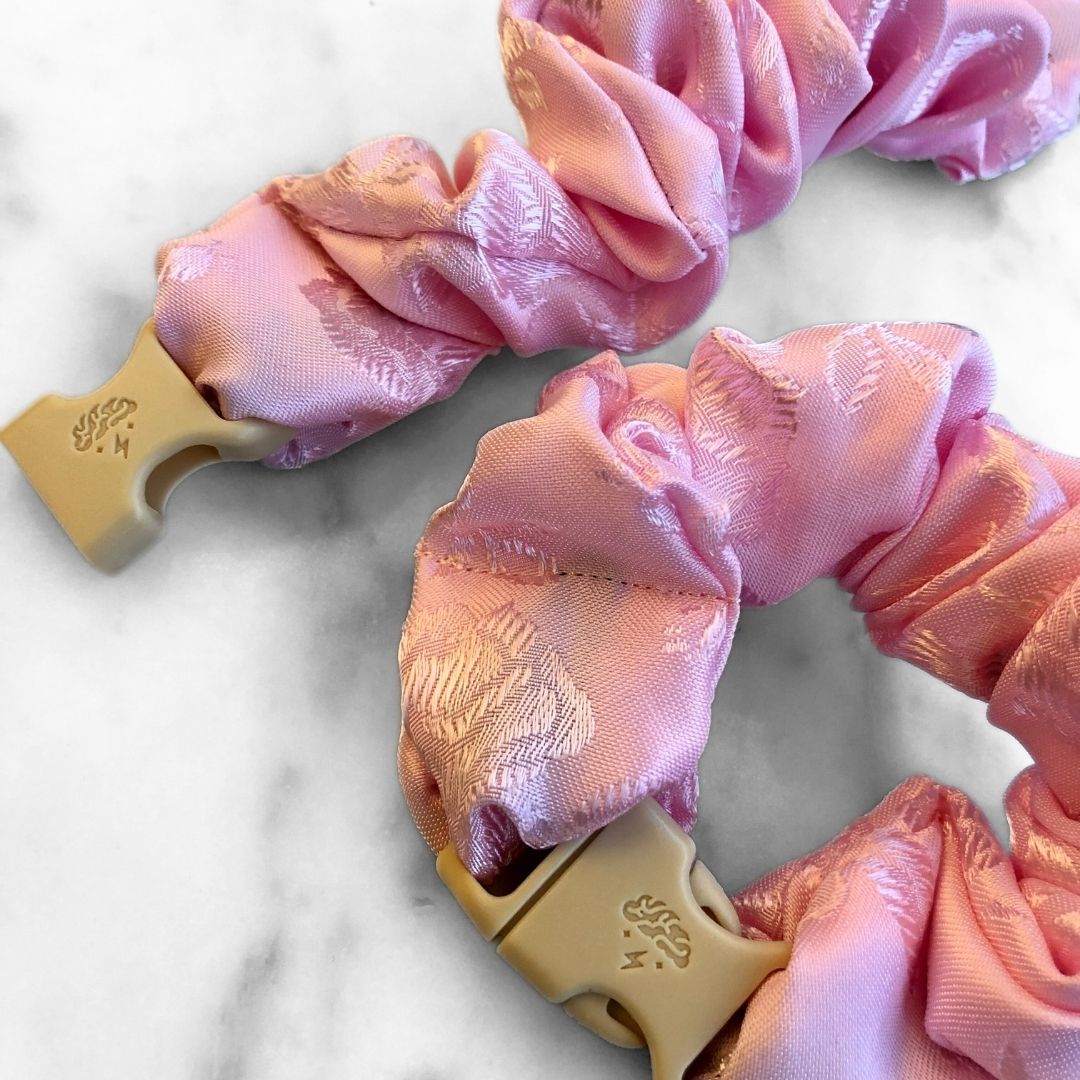 Empress Pink Floral Buckle Scrunchie for Lunar New Year
