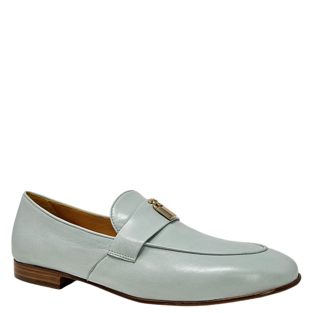 Seafoam Leather Lock Flat Loafer