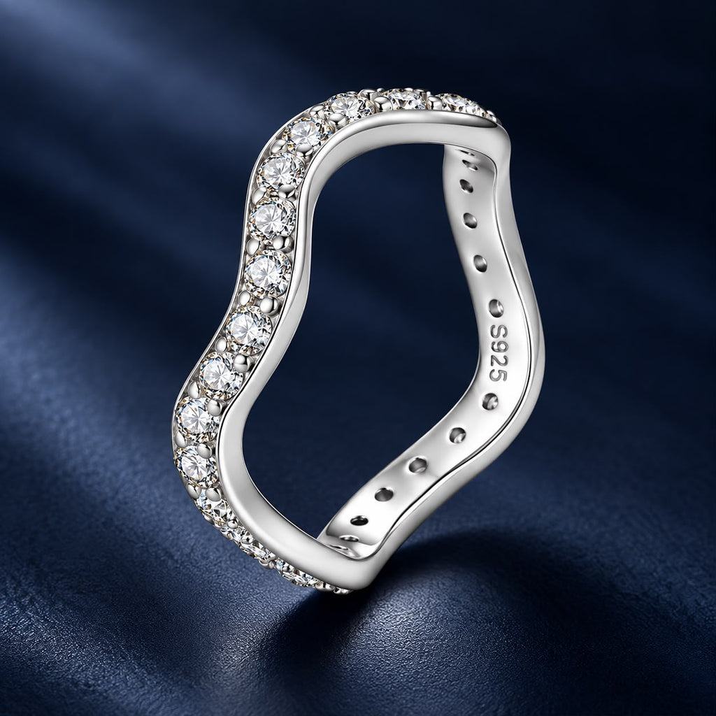 925 Sterling Silver White Gold Plated Moissanite Size 6 Ring for Women