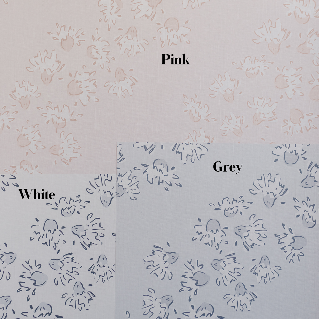 Winnie Floral Wallpaper in Blush-Pink and White