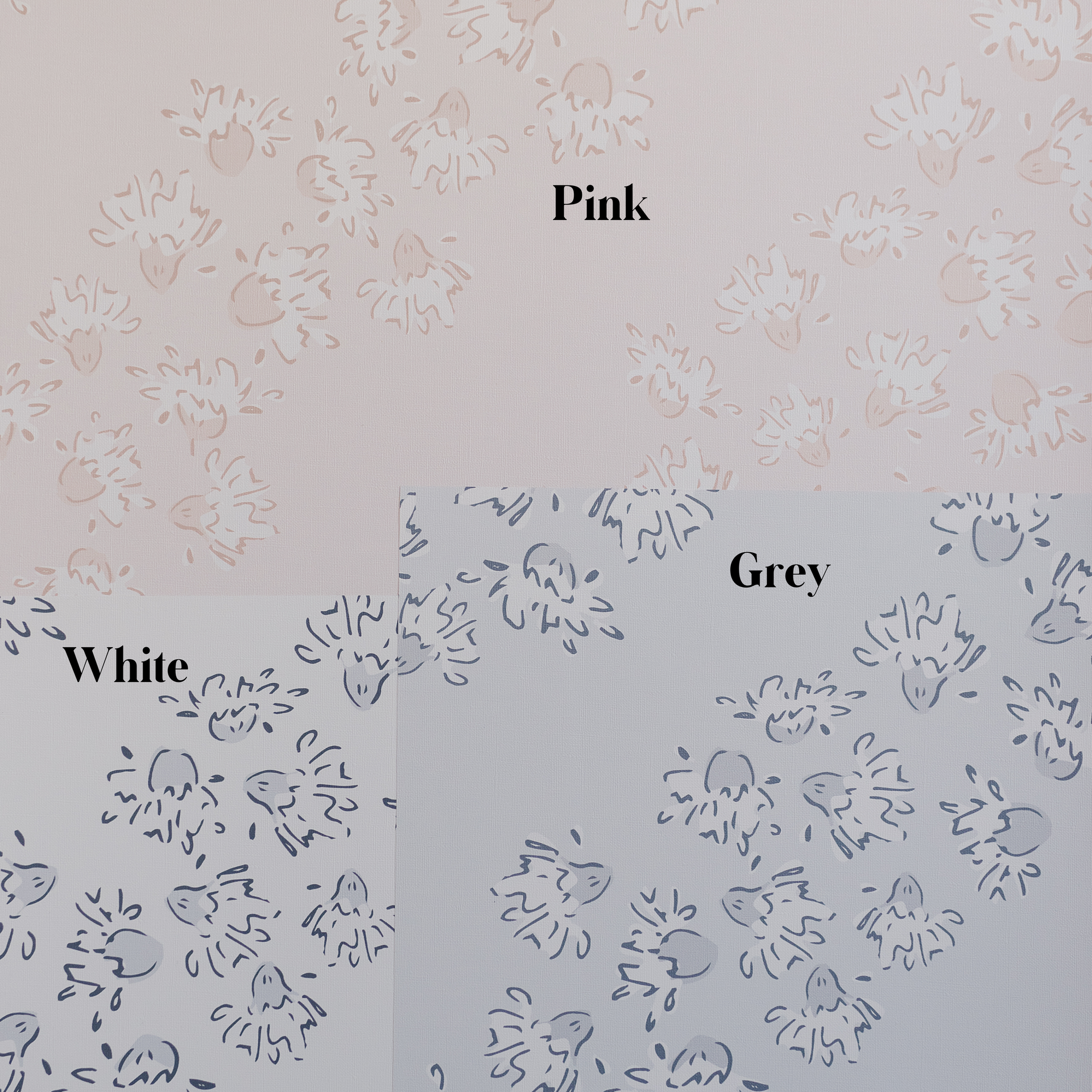 Winnie Floral Wallpaper in Blush-Pink and White
