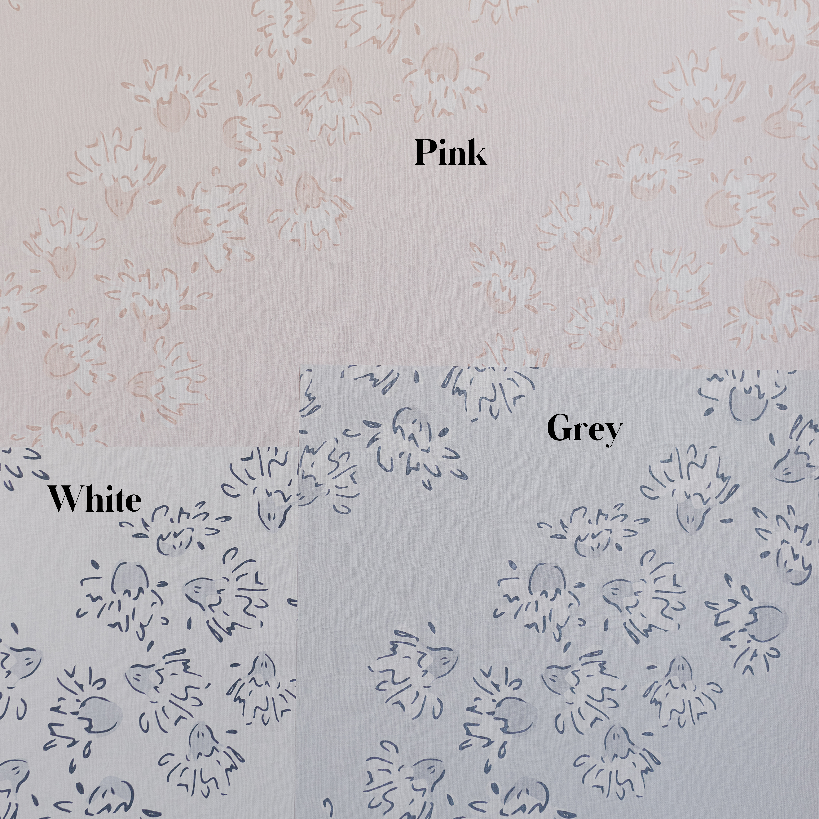 Winnie Floral Wallpaper in Blush-Pink and White