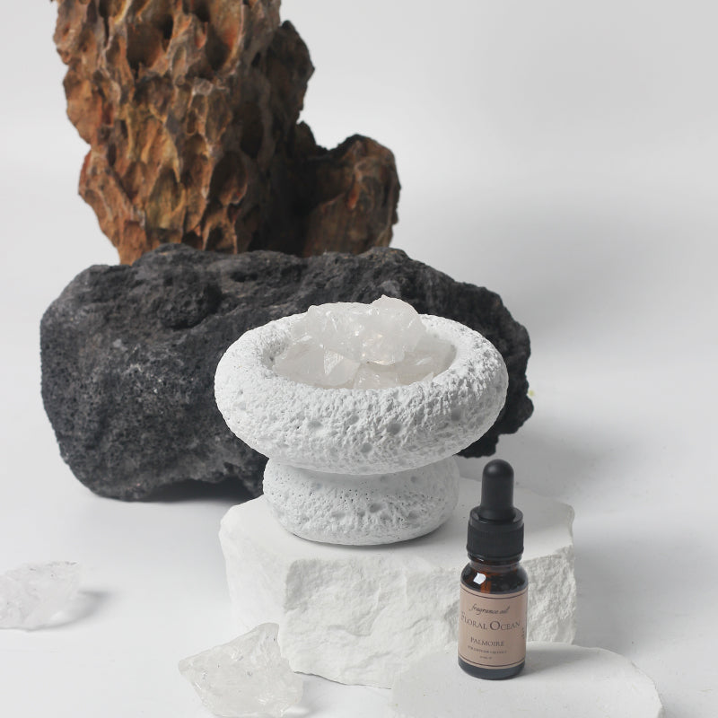 White Moon Stone Diffuser Set with Floral Ocean Fragrance Oil - Image 3