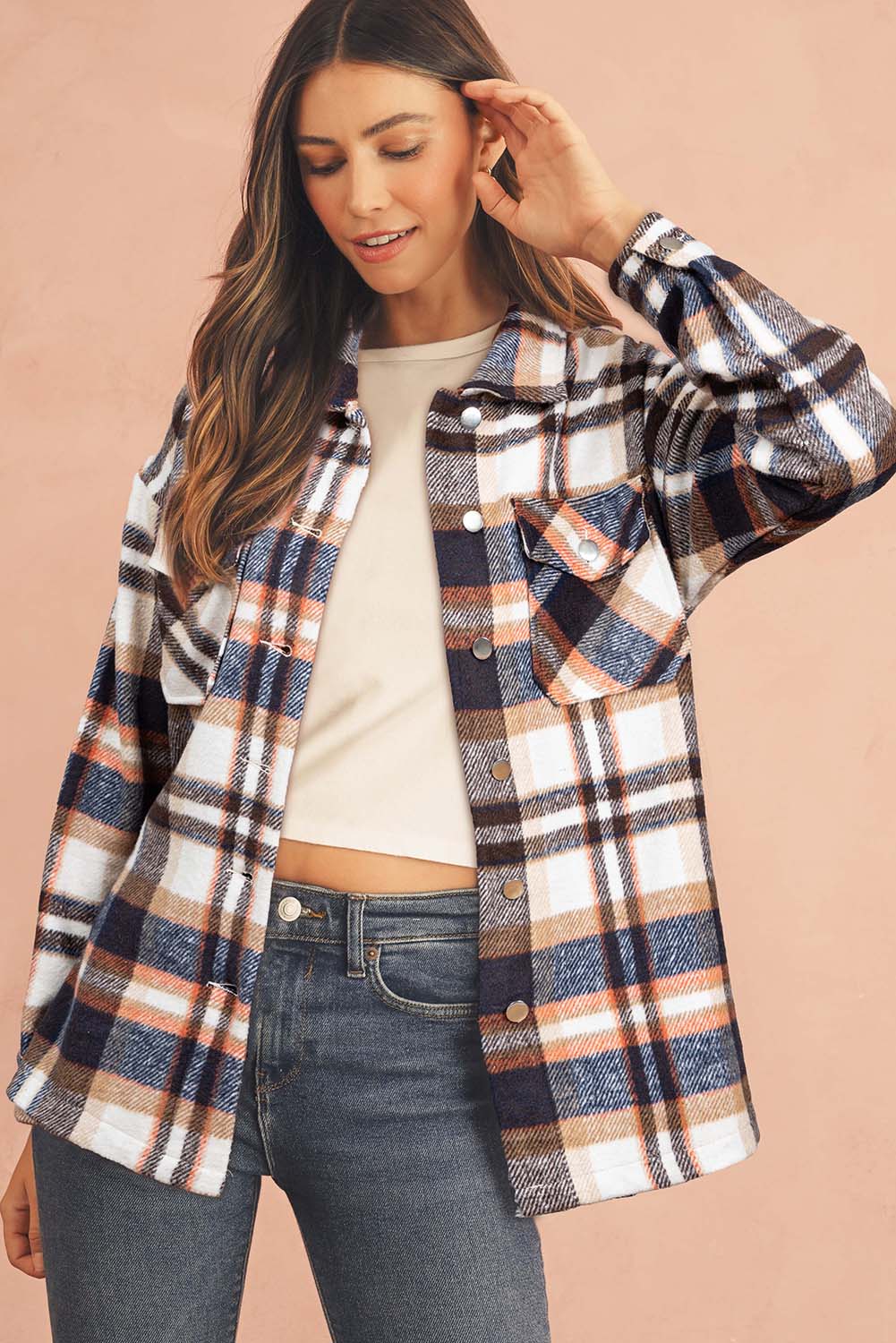 Brown Plaid Flannel Shacket | Button-Up Long Sleeve