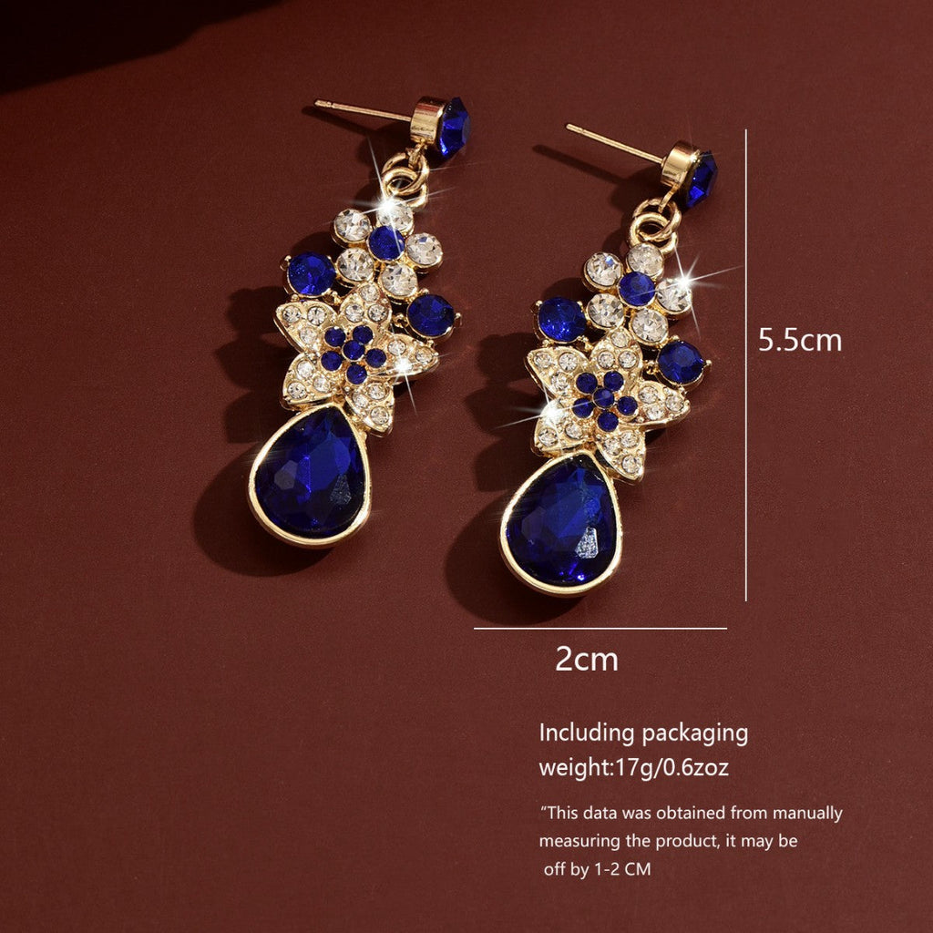 Womens French Palace Style Floral Rhinestone Teardrop Pendant Drop Earrings,Costume Earrings For Daily Banquet Party Wear