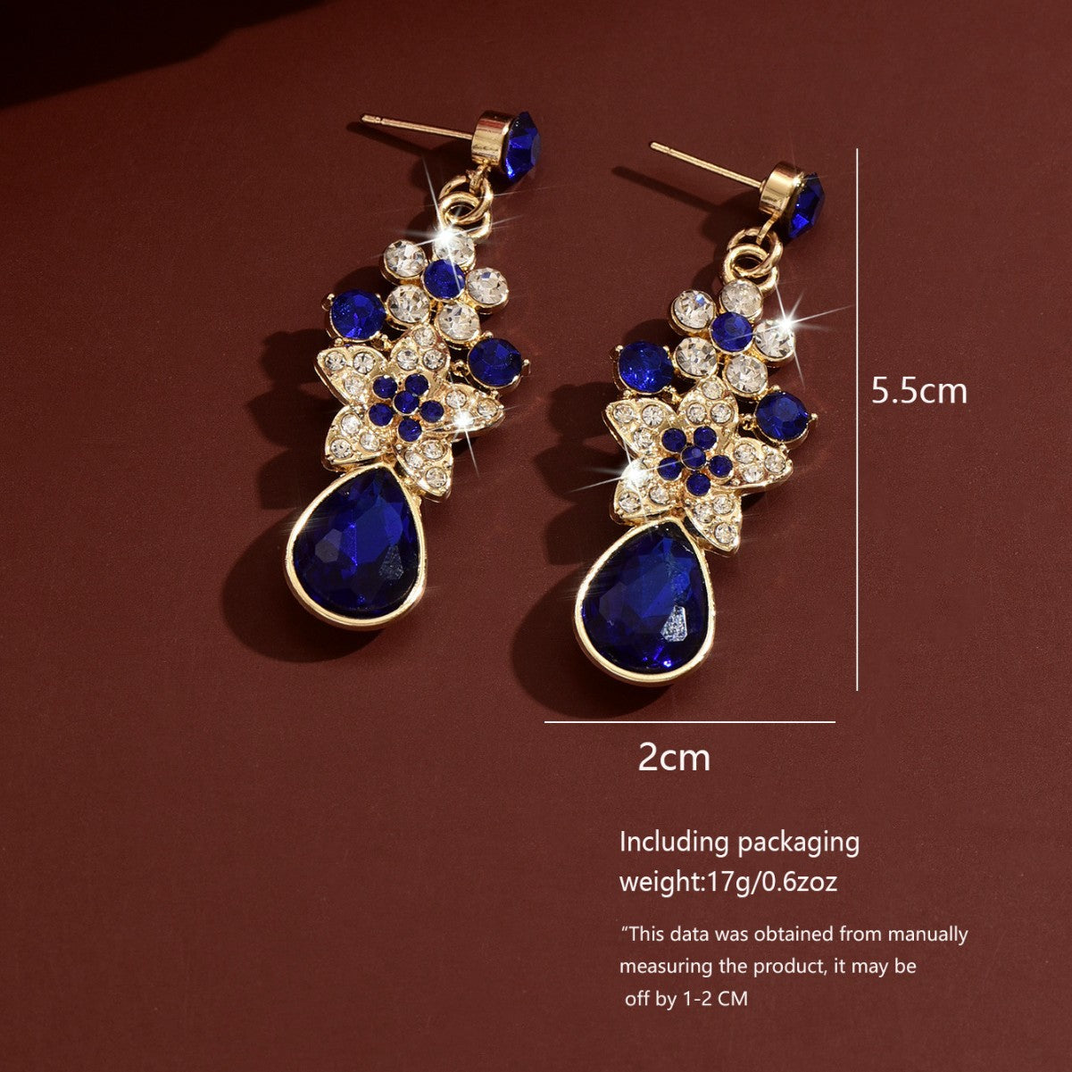 Womens French Palace Style Floral Rhinestone Teardrop Pendant Drop Earrings,Costume Earrings For Daily Banquet Party Wear